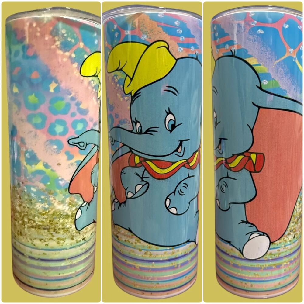 Disney Dumbo Glitter Pastel 20oz Tumbler Stainless Steel Insulated Cup NEW